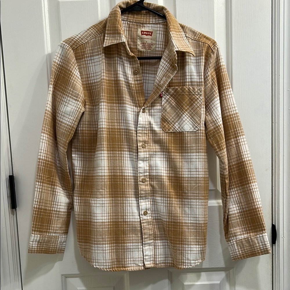 Levi's Brown and White Casual Button Down Shirt